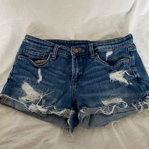Distressed jean shorts